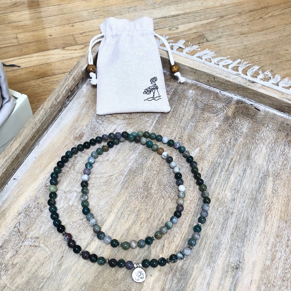 Indian Agate Mala 108 Beads Necklace/Bracelet